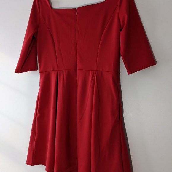 JustFab Scallop Fit and Flare Dress Geranium Red Size Large - Picture 9 of 12